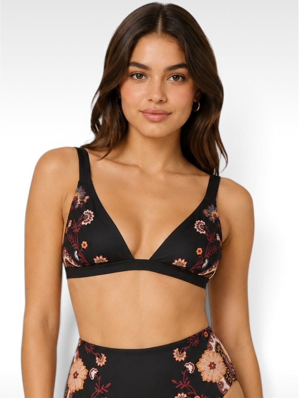Cleobella Small Dark Lagos Katina Floral Ruched Halter Bikini Swim Top NW
